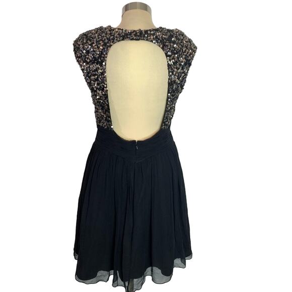 Scala silk sequined open back fit flare dress - Picture 4 of 8